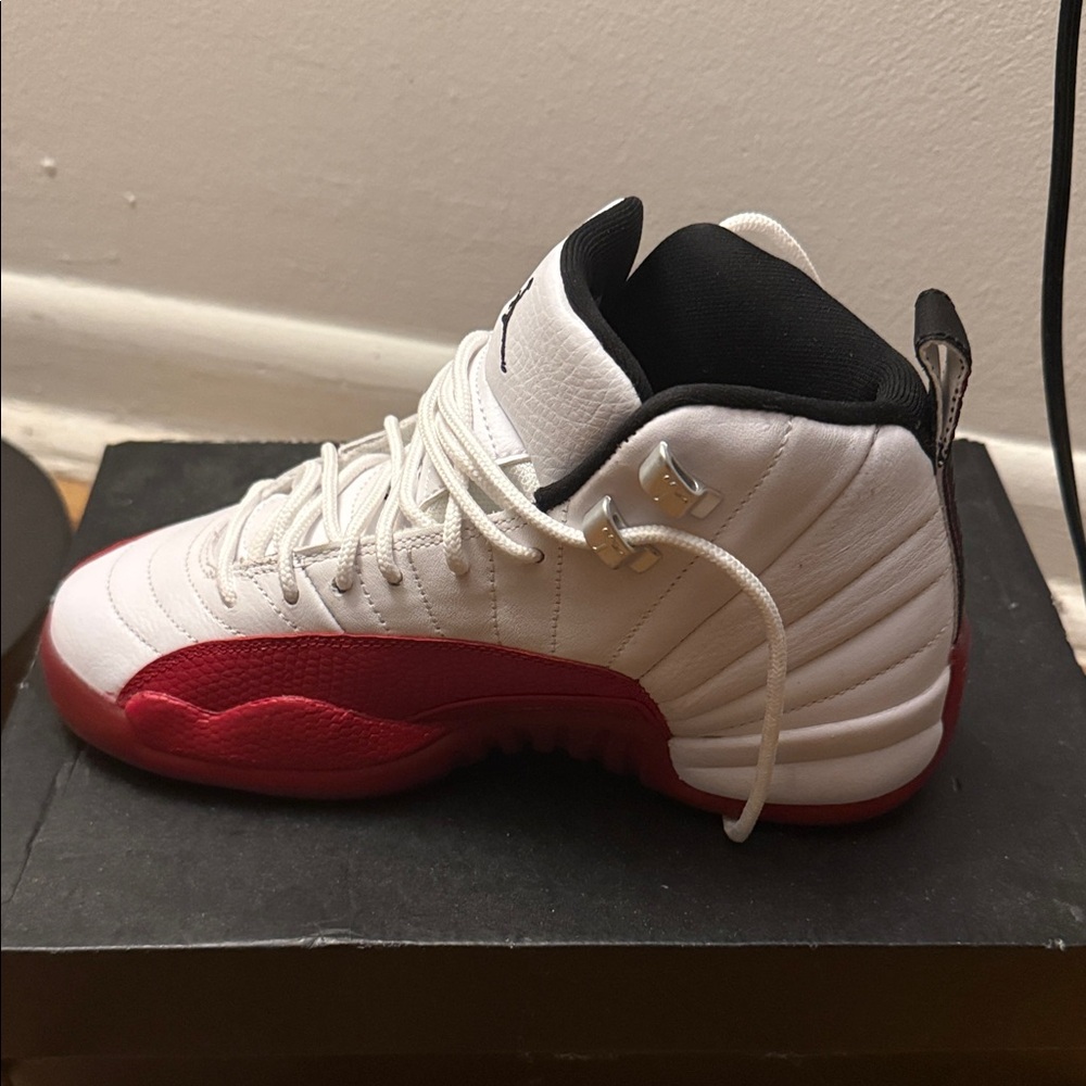 Jordan Kids White and Red High-Top Sneakers